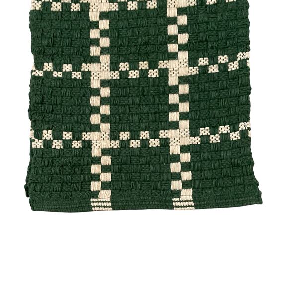 Rachel Roy Checkered Jute Table Runner 16x90 Christmas Holiday Green Cream New - Picture 12 of 12